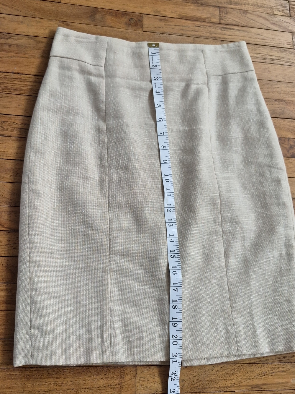 size 2 Ann Taylor Cream linen Pencil Skirt Waist: 27-28" - Picture 4 of 7